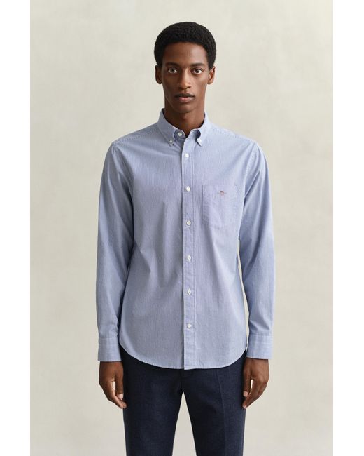 Gant Blue Banker Stripe Classic Poplin Shirt College for men