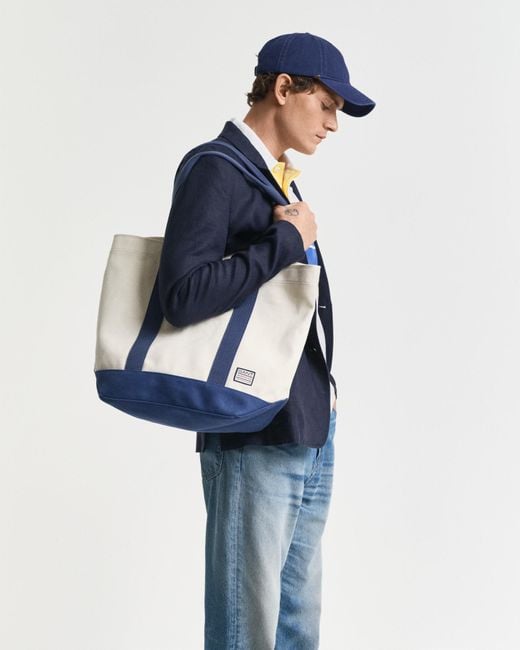 Gant Blue Canvas Beach Tote Bag for men