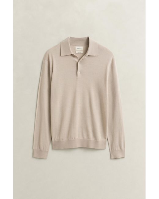 Gant Natural Extra Fine Merino Wool Polo Sweater for men