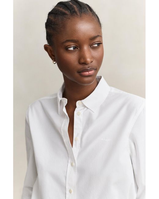 Gant White Regular Fit Classic Poplin Shirt