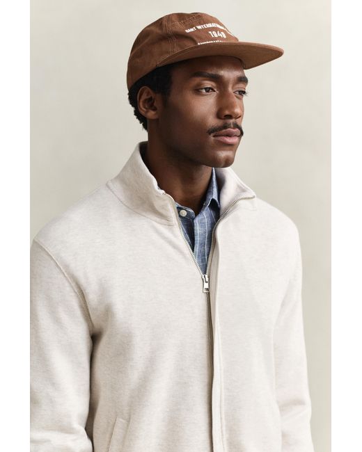Gant Natural Sacker Rib Zip Sweatshirt Seed Melange for men