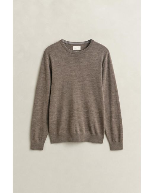 Gant Brown Merino Wool Crew Neck Sweater for men
