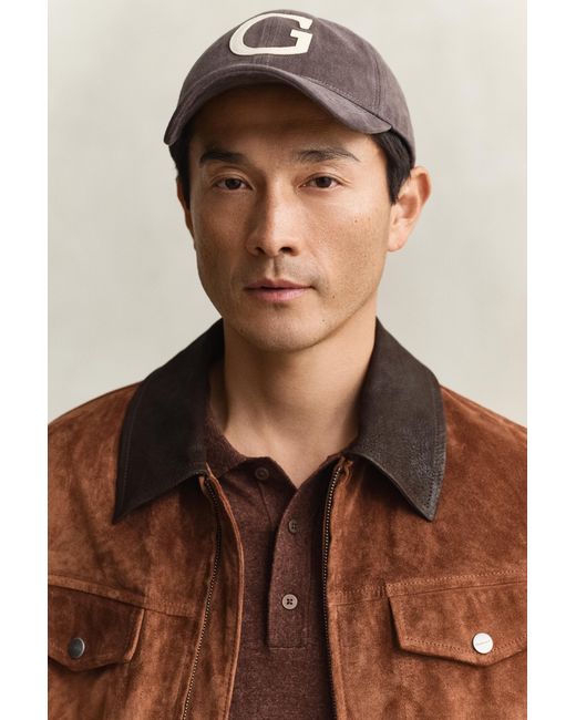 Gant Brown Suede Jacket Mahogany for men
