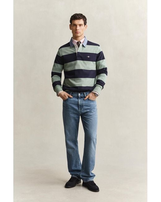 Gant Blue Chambray Collar Striped Heavy Rugger for men