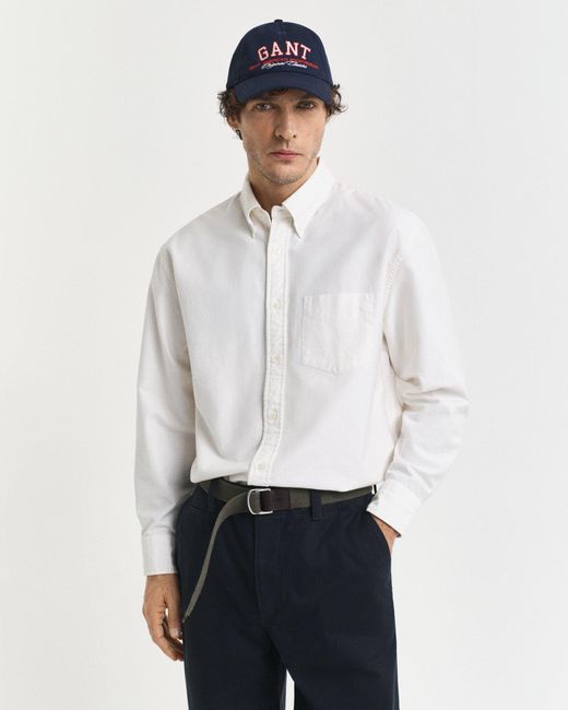 Gant White Relaxed Fit Heritage Oxford Shirt for men