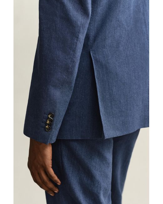 Gant Blue Linen Blend Suit Jacket Persian for men