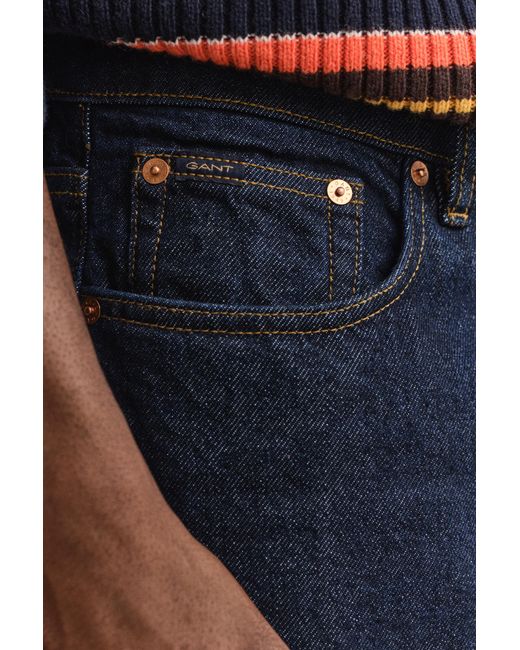 Gant Blue Straight Fit Jeans Dark for men