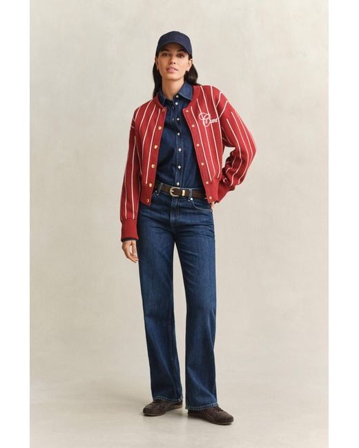 Gant Red Knitted Varsity Jacket