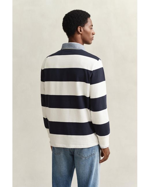 Gant Blue Chambray Collar Striped Heavy Rugger for men