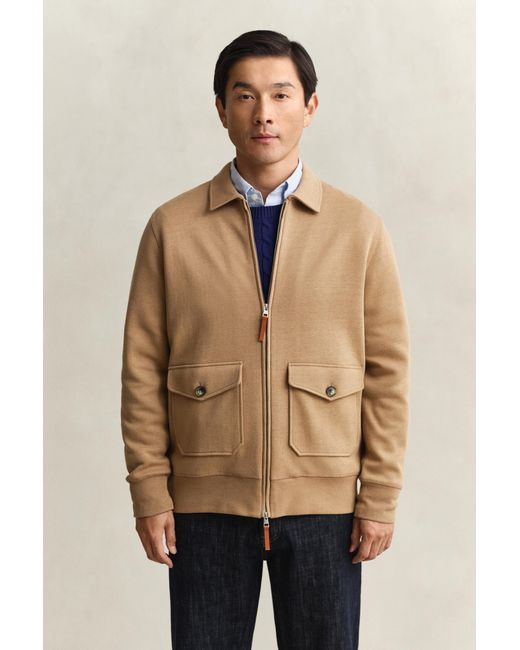 Gant Blue Ponte Di Roma Zip Sweatshirt Warm for men