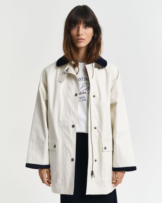 Gant White Contrast Collar Sailing Jacket