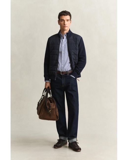 Gant Blue Hybrid Zip Cardigan Evening for men