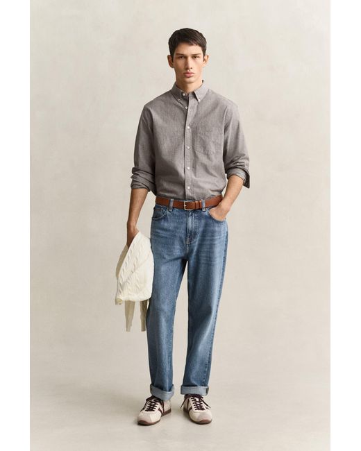 Gant Gray Mélange Archive Poplin Shirt Melange for men