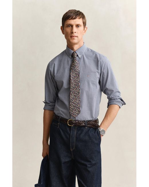 Gant Blue Gingham Classic Poplin Shirt Persian for men