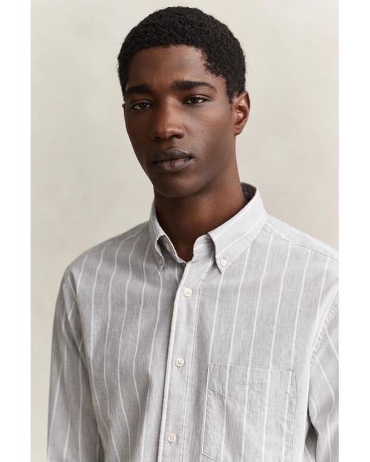 Gant White Striped Mélange Poplin Shirt Melange for men