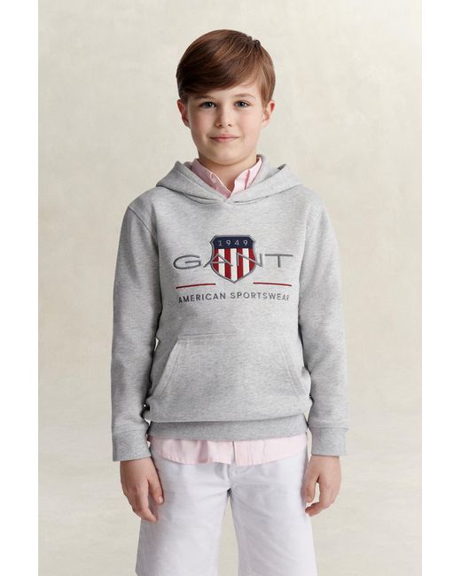 Gant Gray Teens Archive Shield Hoodie Melange
