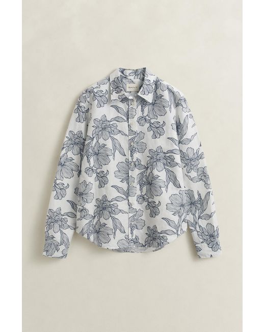 Gant Blue Floral Linen Shirt Evening