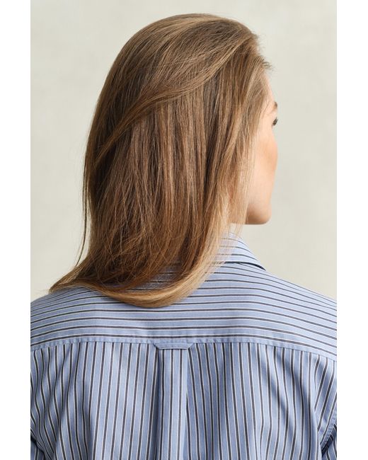 Gant Blue Regular Fit Striped Poplin Shirt