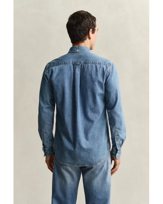 Gant Blue Regular Fit Denim Shirt for men