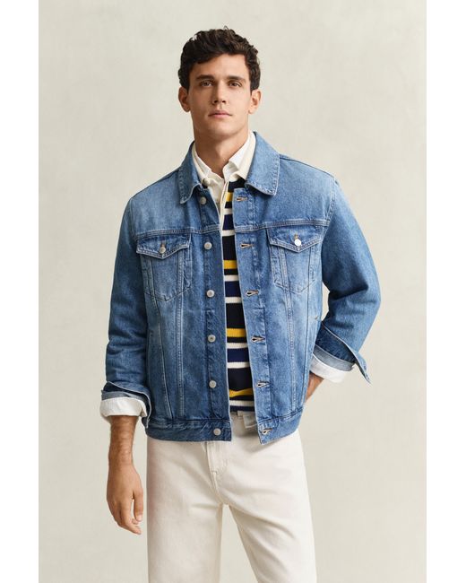 Gant Blue Denim Trucker Jacket Mid for men