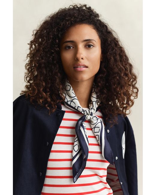 Gant White Monogram Silk Scarf Cream