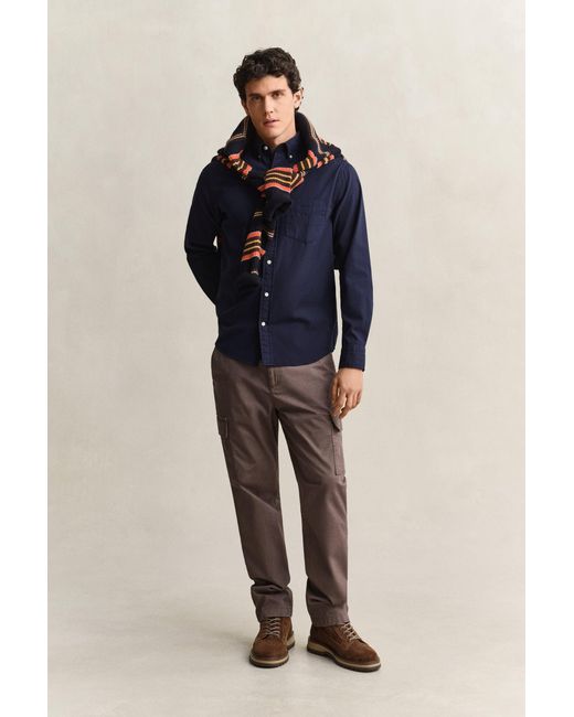 Gant Blue Regular Fit Garment-Dyed Twill Shirt for men