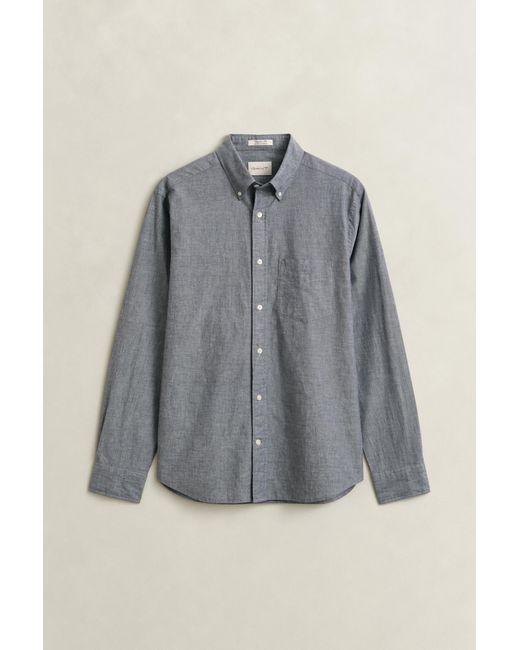 Gant Blue Mélange Archive Poplin Shirt Dark Melange for men