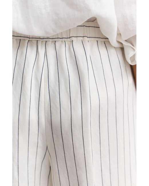Gant Natural Striped Linen Blend Pants Eggshell