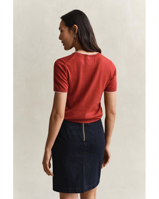 Gant Red Short Sleeve Sweater