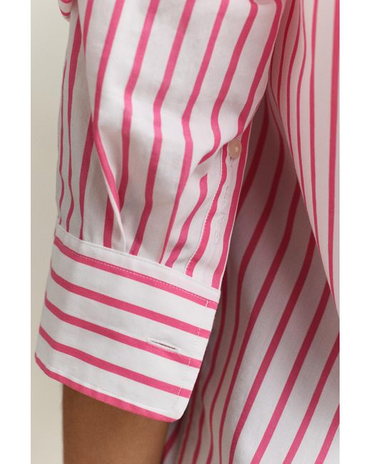 Gant Pink Relaxed Fit Striped Classic Poplin Shirt