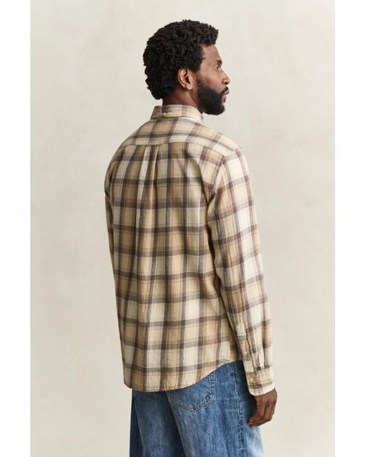 Gant Blue Checked Windblown Flannel Shirt Dry Sand for men