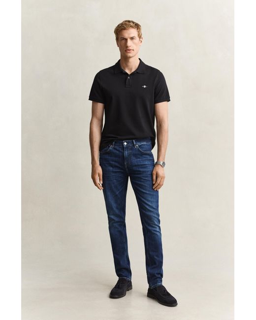 Gant Blue Slim Fit Jeans Mid Worn In for men