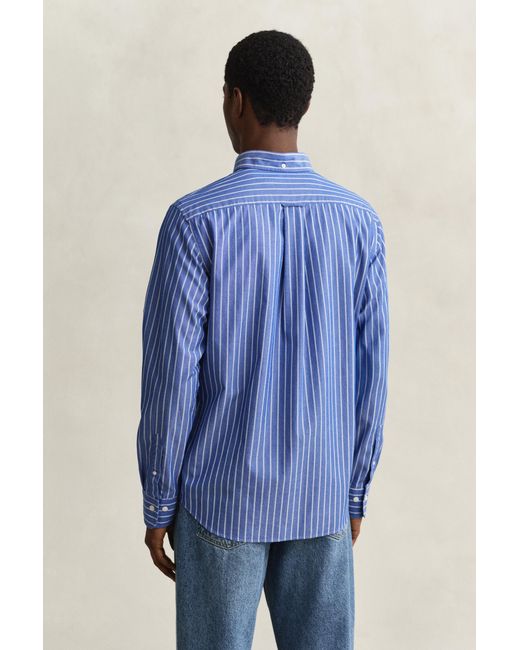 Gant Blue Striped Classic Poplin Shirt College for men