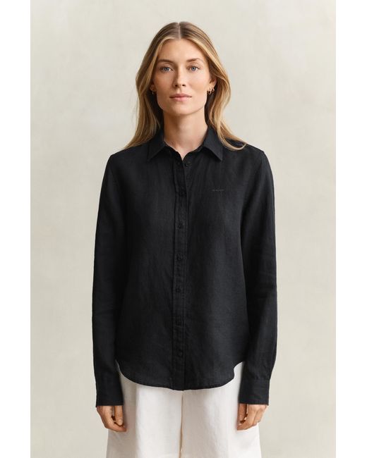 Gant Black Regular Fit Linen Shirt