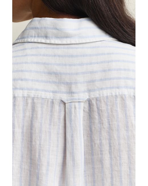 Gant Blue Relaxed Fit Striped Linen Shirt