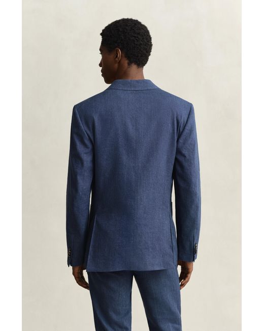Gant Blue Linen Blend Suit Jacket Persian for men