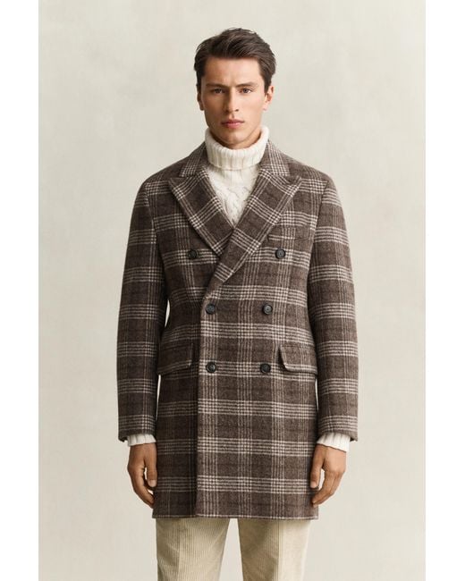 Gant Brown Double Breasted Wool Coat for men