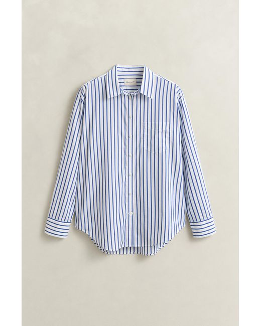 Gant Blue Relaxed Fit Striped Classic Poplin Shirt