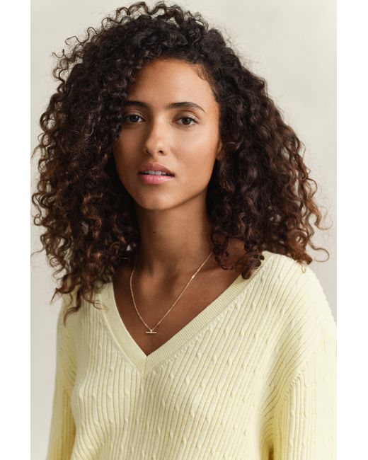 Gant Natural Cable Knit V-Neck Sweater