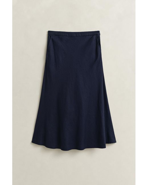 Gant Blue Flared Linen Blend Skirt Evening