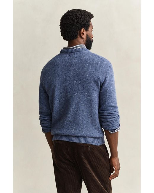 Gant Blue Wool Blend Nepps Crew Neck Sweater for men