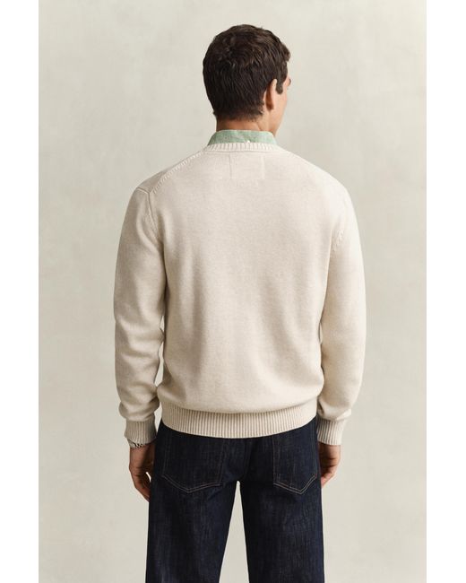 Gant Natural Cotton Blend Crew Neck Sweater Seed Melange for men
