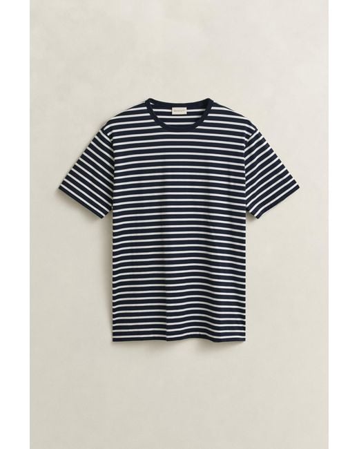 Gant Blue Pima Cotton Striped T-Shirt Evening for men