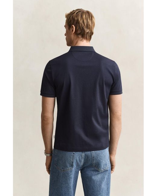 Gant Blue Pima Cotton Polo Shirt Evening for men