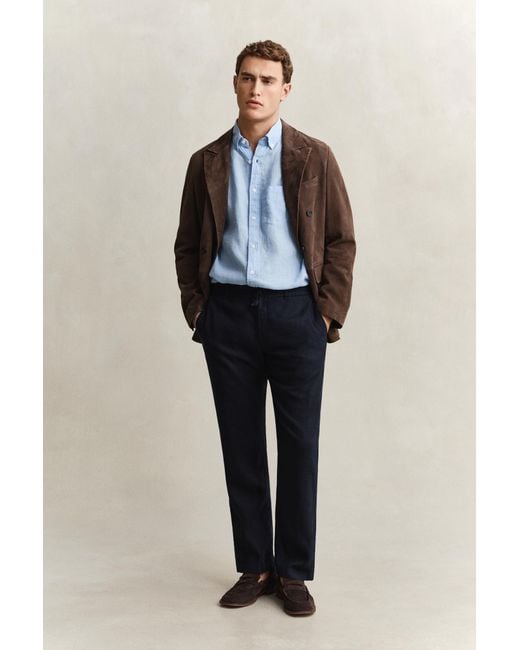 Gant Blue Linen Pants Evening for men