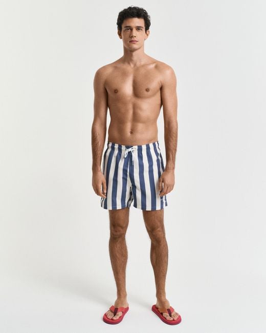 Gant Blue Block Stripe Swim Shorts for men