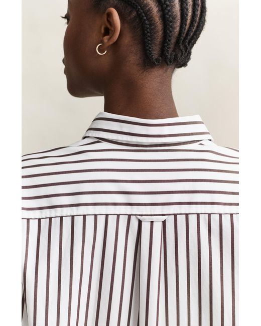 Gant White Relaxed Fit Classic Striped Poplin Shirt