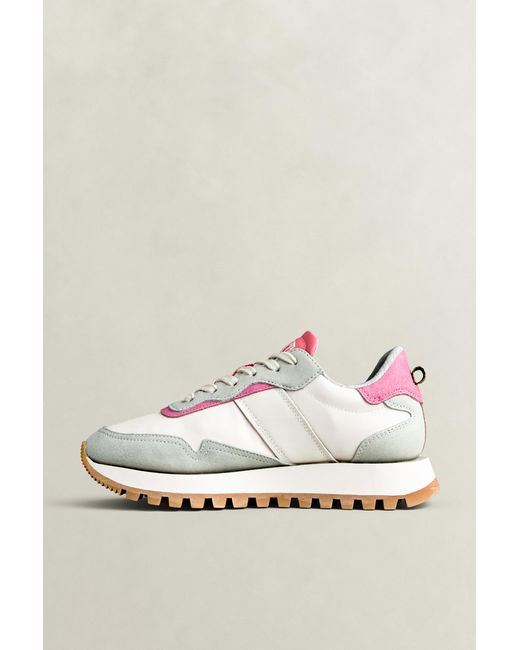 Gant Metallic Caffay Suede Nylon Sneakers Eggshell
