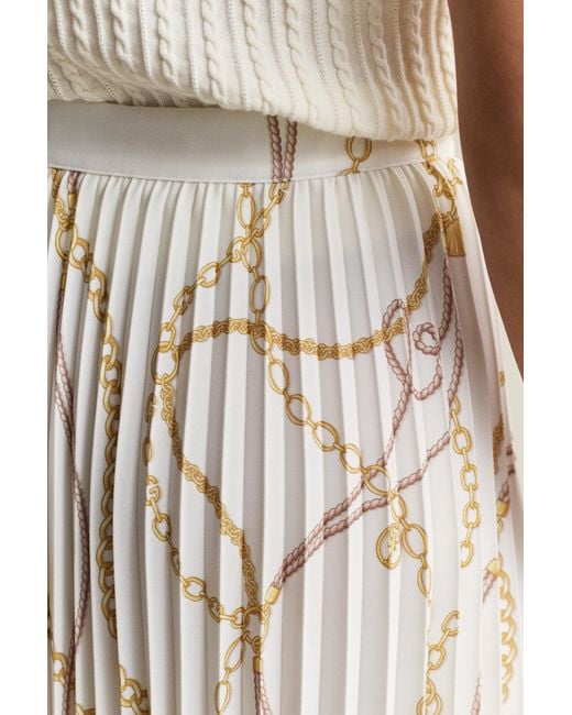 Gant Natural Printed Pleated Midi Skirt Eggshell