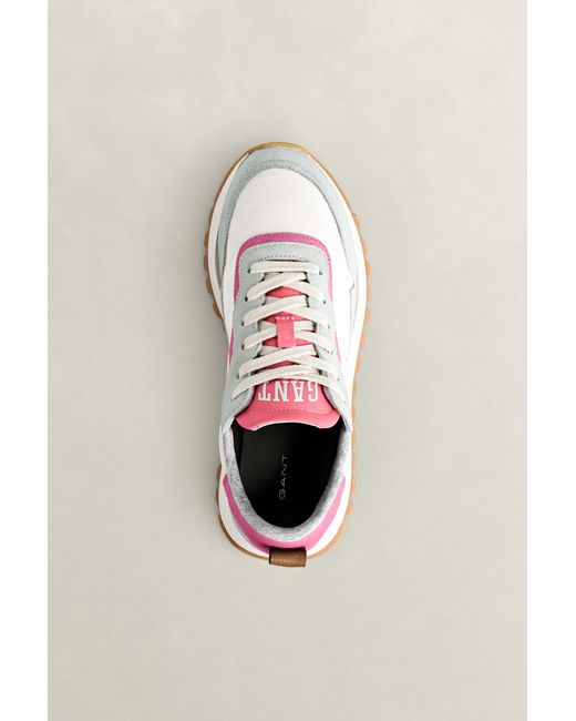 Gant Metallic Caffay Suede Nylon Sneakers Eggshell